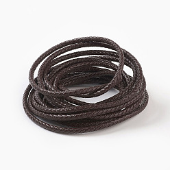 Coconut Brown Braided Leather Cord, Leather Jewelry Cord, Jewelry DIY Making Material, Dyed, Round, Coconut Brown, 5mm, about 10.93 yards(10m)/bundle