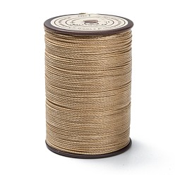 Tan Round Waxed Polyester Thread String, Micro Macrame Cord, Twisted Cord, for Leather Sewing Stitching, Tan, 0.55mm, about 131.23 yards(120m)/roll