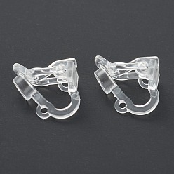 Clear Eco-friendly Plastic Clip-on Earring Findings, for Non-Pierced Ears, Clear, 12.5x13.5x9mm, Hole: 1.2mm