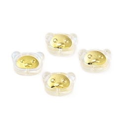 Clair AB Pulvériser perles de verre transparentes peintes, avec les accessoires en laiton dorés, ours, clair ab, 10x15x5.5mm, Trou: 1.2mm