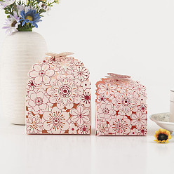 Misty Rose Hollow Floral Paper Gift Box, Flower Butterfly Candy Packaging Box, Rectangle, Misty Rose, 6.5x7x8cm
