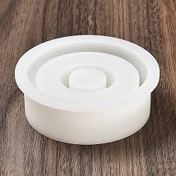 White DIY Flat Round Candlestick Silicone Molds, for Resin, Gesso, Cement Craft Making, White, 8.2x2.65cm, Inner Diameter: 2cm