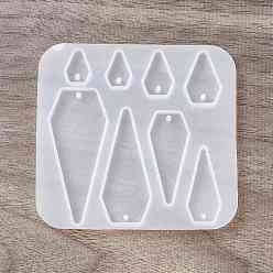 Diamond DIY Pendant Silicone Molds, Resin Casting Molds, for UV Resin, Epoxy Resin Jewelry Making, Diamond Pattern, 71x75x5mm, Hole: 1.5mm, Inner Diameter: 8~21x12~51mm