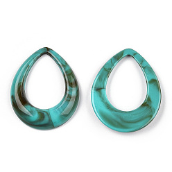 Dark Turquoise Acrylic Pendants, Imitation Gemstone Style, Teardrop, Dark Turquoise, 53x43.5x8mm, Hole: 26x36mm, about 73pcs/500g