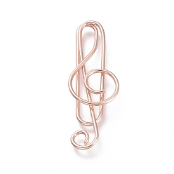 Rose Gold Musical Note Shape Iron Paperclips, Cute Paper Clips, Funny Bookmark Marking Clips, Rose Gold, 36x12x2.5mm