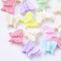 Mixed Color Opaque Polystyrene(PS) Plastic Beads, Butterfly, Mixed Color, 13x15.5x5.5mm, Hole: 1.6mm, about 1000pcs/500g