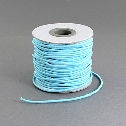 Light Sky Blue Round Elastic Cord, with Nylon Outside and Rubber Inside, Light Sky Blue, 2mm, about 43.74 yards(40m)/roll