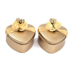 Goldenrod Tinplate Storage Box, Jewelry Box, for Dry Storage, Spices, Tea, Candy, Party Favors, Heart, Goldenrod, 7.1x7.35x7cm