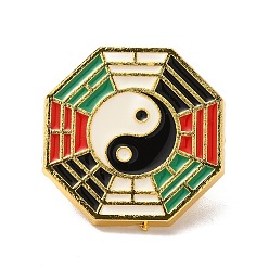 Octagon Tácticas de ocho diagramas con pasador de esmalte yin yang, insignia de aleación para ropa de mochila, octágono, 25x25x2 mm
