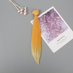 Vara de Oro Peluca de muñeca de peinado largo y recto de fibra de alta temperatura, para diy girl bjd makings accesorios, vara de oro, 25~30 cm
