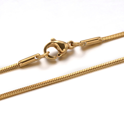 Золотой 304 из нержавеющей стали цепи змея ожерелья, с карабин-лобстерами , золотые, 15.7 дюйм (40 см), 1 мм