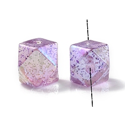Фиолетовый УФ-покрытие радужными переливающимися акриловыми бусинами, многоугольник, фиолетовые, 15.5x19x19 мм, отверстие : 3 мм