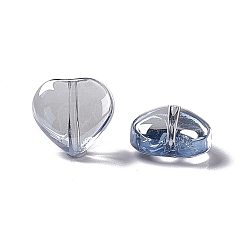 Bleu Acier Clair Perles de verre electroplate, cœur, bleu acier clair, 10x10x5mm, Trou: 1mm