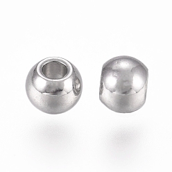 Stainless Steel Color 316L Surgical Stainless Steel Beads, Round, Stainless Steel Color, 3x2.5mm, Hole: 1.2mm