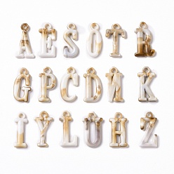 BurlyWood Colgantes de acrílico, estilo de imitación de piedras preciosas, alfabeto, burlywood, 25~26x11.5~15x3 mm, agujero: 2.5 mm, Sobre 1020 unidades / 500 g