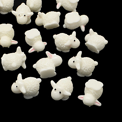 WhiteSmoke Sheep Resin Cabochons, WhiteSmoke, 17~18x13~14x12~14mm, Bottom: 9mm