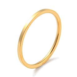 Chapado en Oro Real 18K Revestimiento de iones (ip) 304 anillo de dedo de banda simple de acero inoxidable para mujeres y hombres, real 18 k chapado en oro, tamaño de 6, diámetro interior: 16 mm, 1 mm