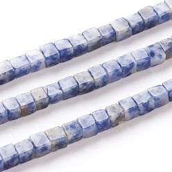 Jaspe Avec Point Bleu Perles de jaspe tache bleue naturelle, cube, 4x4x4mm, Trou: 0.7mm, Environ 89~91 pcs/chapelet, 15.3 pouce (40 cm)