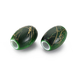 Vert Foncé Peinture de cuisson perles acryliques européennes opaques, Perles avec un grand trou   , drawbench, baril, vert foncé, 13x17.5mm, Trou: 5.5mm, environ299 pcs / 500 g