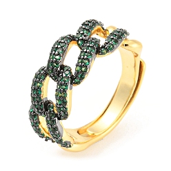 Темно-Зеленый Регулируемое кольцо из кубического циркония, кольцо из латуни с покрытием из настоящего золота 18k, без свинца и без кадмия, темно-зеленый, внутренний диаметр: 17 мм