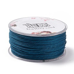 Bleu Marine Cordon rond en polyester ciré, cordon torsadé, bleu marine, 1mm, environ 49.21 yards (45m)/rouleau