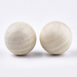 Blanc Antique Boule ronde en bois naturel, boules de bricolage en bois décoratif, sphère en bois non fini, pas de trous / non percés, non teint, sans plomb, blanc antique, 19~20mm