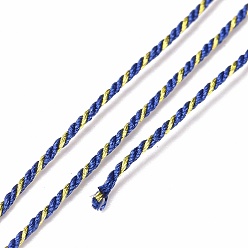 Bleu Moyen  Cordon filigrane polycoton, corde tressée, avec bobine en plastique, pour accrocher au mur, artisanat, emballage cadeau, bleu moyen, 1mm, environ 32.81 yards (30m)/rouleau