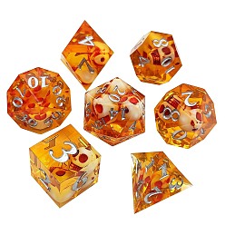 Gold Transparent Acrylic Polyhedral Dice Set, for Playing Tabletop Games, Square, Rhombus, Triangle & Polygon, Gold, 135x80x30mm, 7Pcs/set