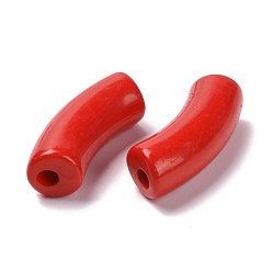 Red Opaque Acrylic Beads, Curved Tube, Red, 34.5x13x11mm, Hole: 3.5mm, about 155pcs/500g