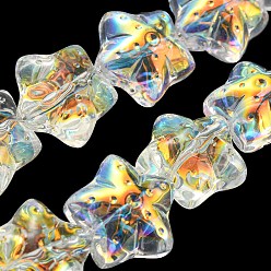 Clair AB Brins de perles de verre transparentes plaquées couleur ab, étoiles de mer, clair ab, 16.5x17.5x11.5mm, Trou: 1.4mm, Environ 40 pcs/chapelet, 25.20 pouce (64 cm)