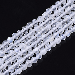 Rainbow Moonstone Natural Rainbow Moonstone Beads Strands, Grade A+, Round, Faceted, 3.5mm, Hole: 0.6mm, about 120pcs/strand, 15.55 inch(39.5cm)