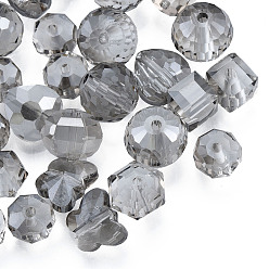 Gris Oscuro Perlas de vidrio transparentes, formas mixtas, gris oscuro, 7~10x7~10x5~9.5 mm, agujero: 1~1.5 mm