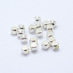 Silver Cube Brass Spacer Beads, , Silver Color Plated, 4x4x4mm, Hole: 3mm