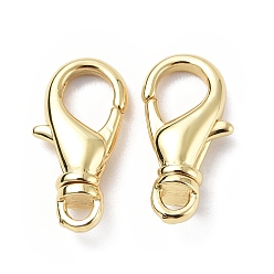 Real 18K Gold Plated Eco-Friendly Rack Plating Brass Lobster Claw Clasps, Long-Lasting Plated, Lead Free & Cadmium Free, Real 18K Gold Plated, 16x8x5mm, Hole: 1.6mm