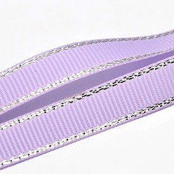 Medium Purple Polyester Grosgrain Ribbons for Gift Packing, Silver Wired Edge Ribbon, Medium Purple, 1-1/2 inch(38mm), about 100yards/roll(91.44m/roll)