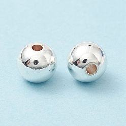 Argent Accumuler perles de laiton placage, sans cadmium et sans plomb, ronde, argenterie, 7.8x7mm, Trou: 2mm