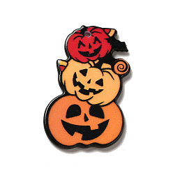 Pumpkin Halloween Charm, Printed Acrylic Pendants, Pumpkin, 40x26x2mm, Hole: 2mm