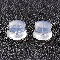 Clear Silicone Ear Nuts, Earring Backs, for Stud Earring Making, 5x4.5mm, Hole: 1mm