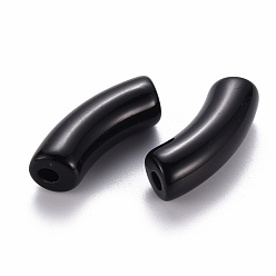 Negro Abalorios de acrílico opacos, tubo curvado, negro, 36x13.5x11.5 mm, agujero: 4 mm, Sobre 133 unidades / 500 g