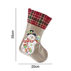 Snowman DIY Hanging Linen Christmas Sock Diamond Painting Kit, for Home Party Decorations, Snowman Pattern, 180x180x20mm