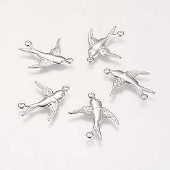 Stainless Steel Color 304 Stainless Steel Links connectors, Swallow, Stainless Steel Color, 17x20x1mm, Hole: 1mm
