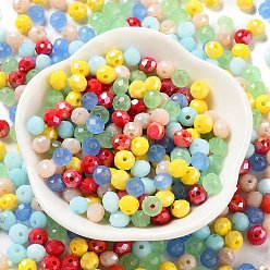 Mixed Color Glass Beads, Faceted, Rondelle, Mixed Color, 4x3mm, Hole: 0.4mm, about 6800pcs/500g