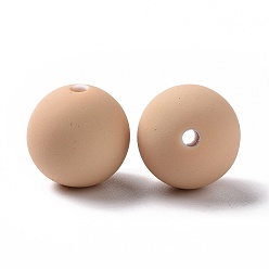PeachPuff Spray Painted Acrylic Beads, Rubberized Style, Round, PeachPuff, 16x15.5mm, Hole: 2mm