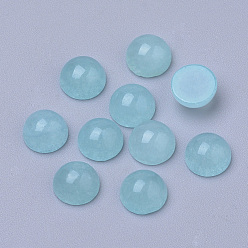 Medium Turquoise Natural White Jade Cabochons, Dyed, Half Round/Dome, Medium Turquoise, 6x3~4mm