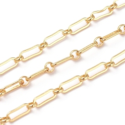 Настоящее золото 18K Латунь Figaro цепи, кольцевые и овальные звенья, долговечный, пайки, с катушкой, реальный 18 k позолоченный, 9x4x0.8 мм, около 16.4 футов (5 м) / рулон