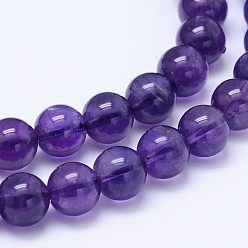 Amethyst Natural Amethyst Round Bead Strands, Grade A+, 6mm, Hole: 0.8mm, about 64pcs/strand, 15.5 inch