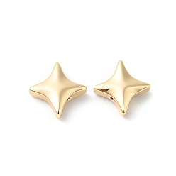 Real 18K Gold Plated Brass Beads, Star, Real 18K Gold Plated, 9.5x9.5x3mm, Hole: 1mm