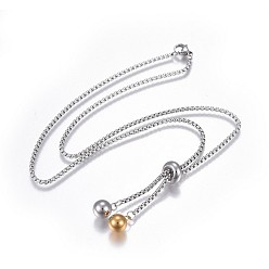 Oro & Acero Inoxidable Color 304 de acero inoxidable collares pendientes, con la cadena de caja y broches pinza de langosta, rondo, dorado, 20.07 pulgada (51 cm)