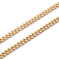 Real 18K Gold Plated Brass Link Chains, Leaf Shape, Unwelded, Nickel Free, Real 18K Gold Plated, 7.5x8x2mm