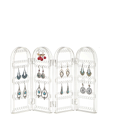 Clear Acrylic Earring Display Folding Screen Stands with 4 Folding Panels, Jewellery Earring Organizer Hanging Holder, Clear, 42x2x28.3cm